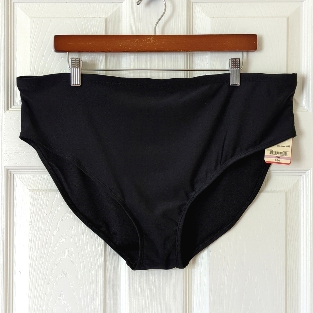 St. John's Bay Secretly Slender Tummy Control Bikini Swim Bottom Black 20W